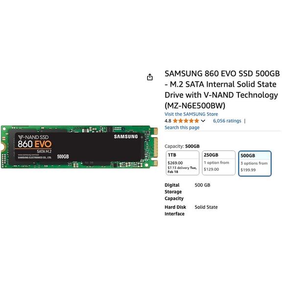 Internal Hard Drive SAMSUNG 860 EVO SSD 500GB 4.8 Stars - Picture 1 of 2